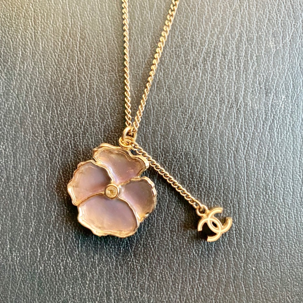 Chanel CC Logo Flower Charm Long Necklace